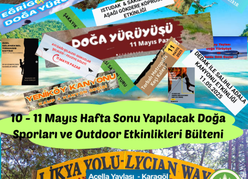 10 – 11 Mayıs Hafta Sonu Yapılacak Doğa Sporları ve Outdoor Etkinlikleri Bülteni