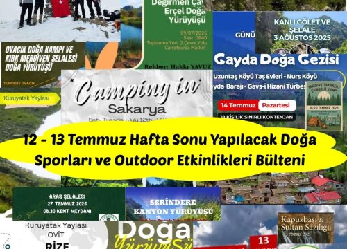 12 – 13 Temmuz Hafta Sonu Yapılacak Doğa Sporları ve Outdoor Etkinlikleri Bülteni