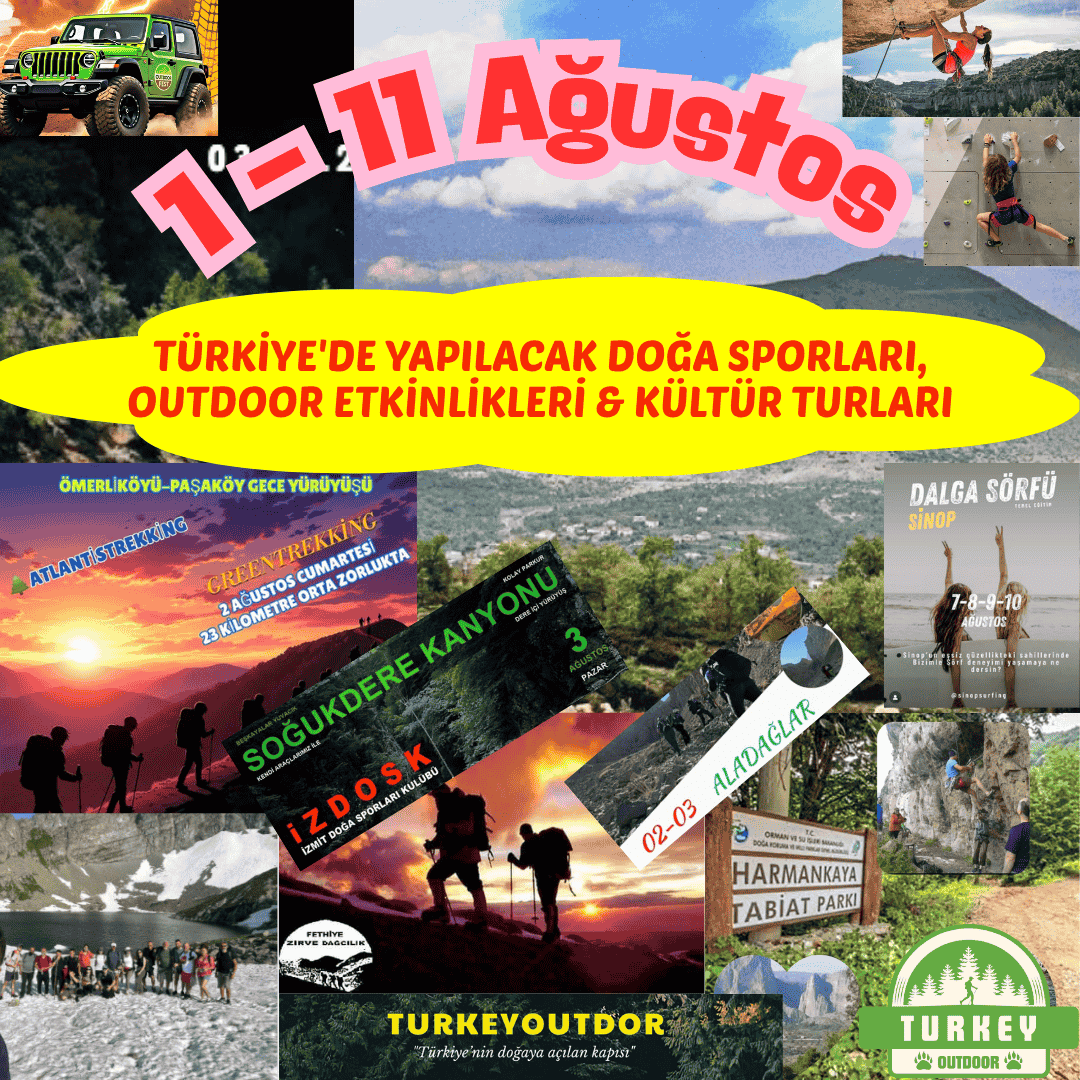 Türkiyede Yapılacak Doğa Sporları, Outdoor Etkinlikleri & Kültür Turları