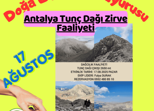 Antalya Tunç Dağı Zirve Faaliyeti